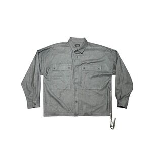 Stampd‎ Berlin Button Up Shirt S Grey Oversized Side Zipper Pockets Minimalistic